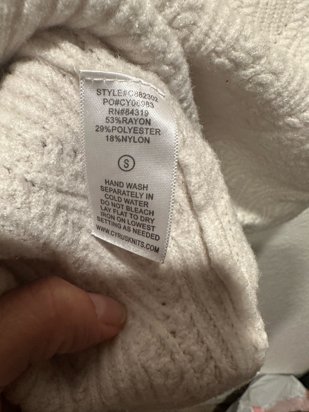 Cyrus Off-White Cable Knit Crewneck Sweater - Picture 8 of 10
